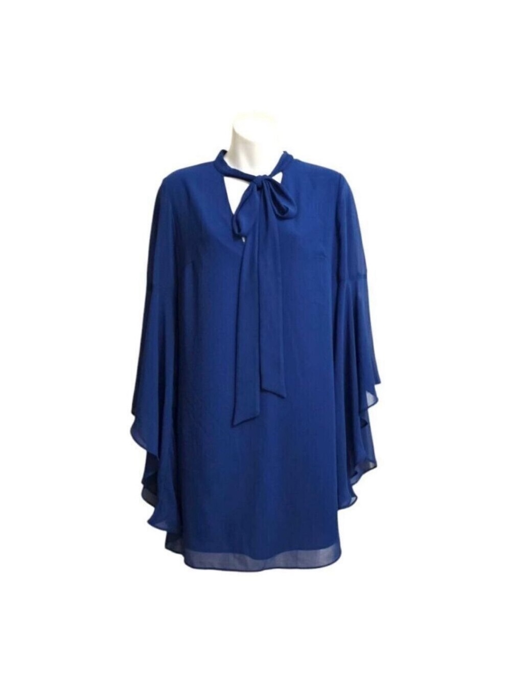 BCBGeneration NWT Neck Tie A-Line Flutter Bell Sleeve
Chiffon Mini Dress Sz XS